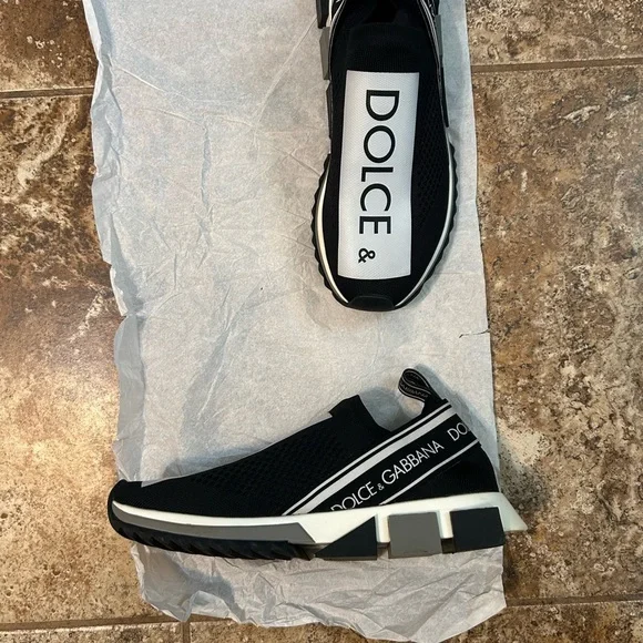 Dolce & Gabbana Black and White Slip-On Sneakers - Picture 6 of 8